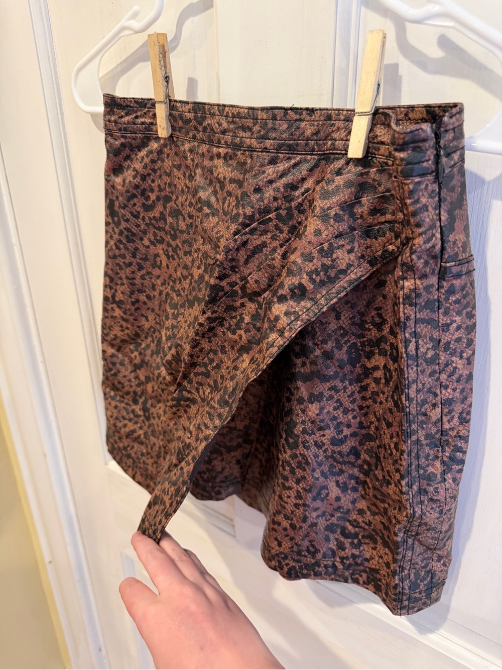 Free People Faux Leather Cheetah Skirt - Brown & Black- Size 0